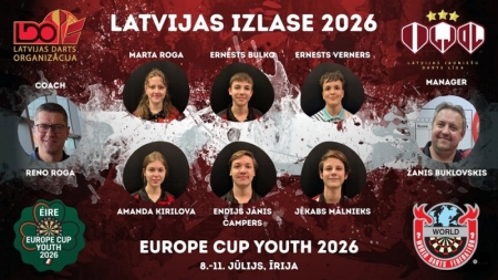 Latvijas izlases jauniešiem šautriņu mešanā pēc mēneša sezonas svarīgākais starts